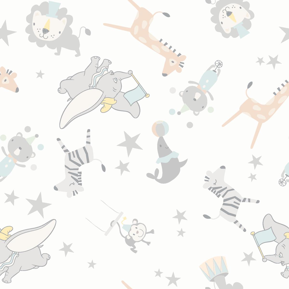 Disney Dumbo Safari Animals in Soft Pastels Fabric