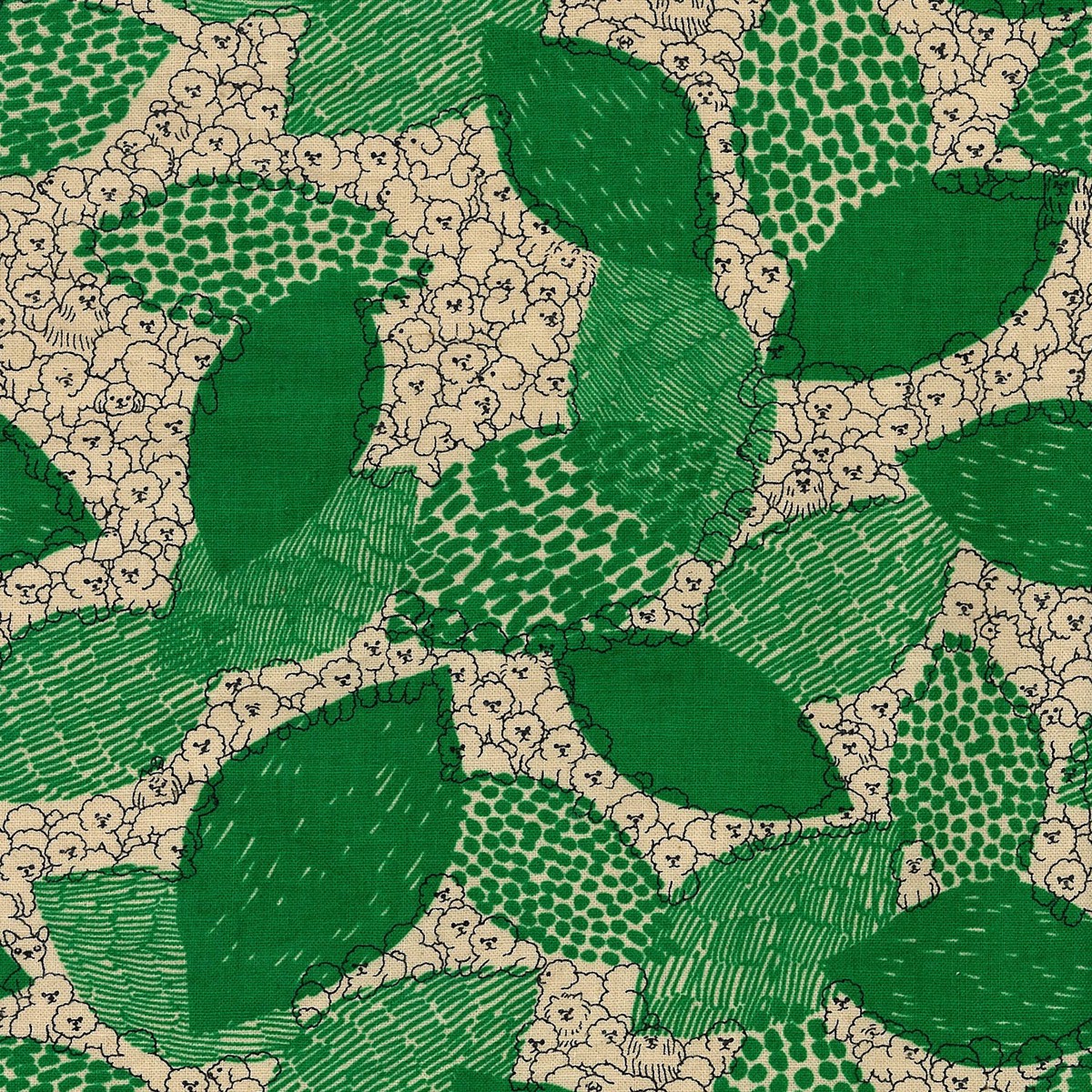 Marble SUD Bichon Frise Cotton Linen Sheeting – Green EGX-8502-1