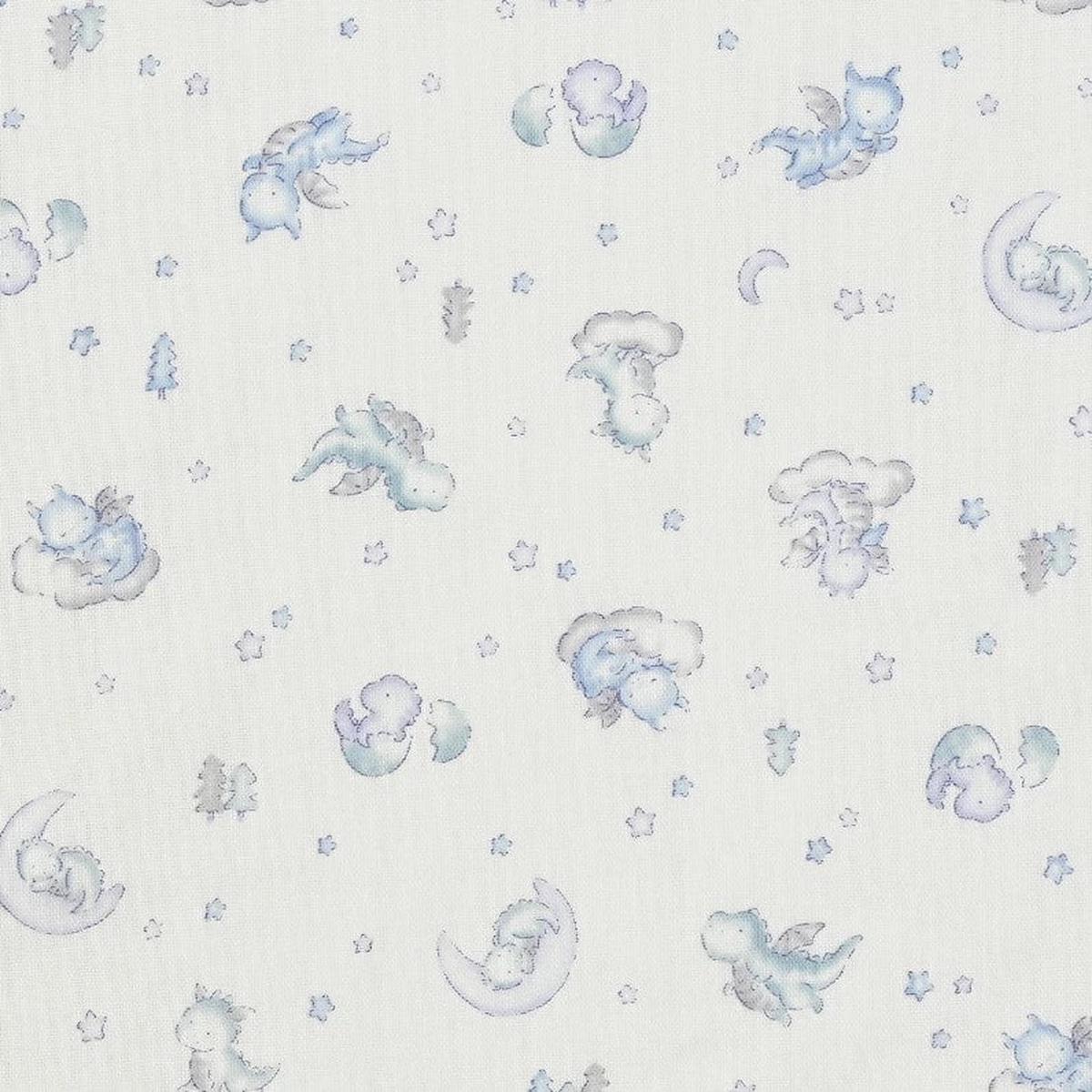 Baby Dinosaur Cotton Double Gauze – White x Blue YPA-66020-1