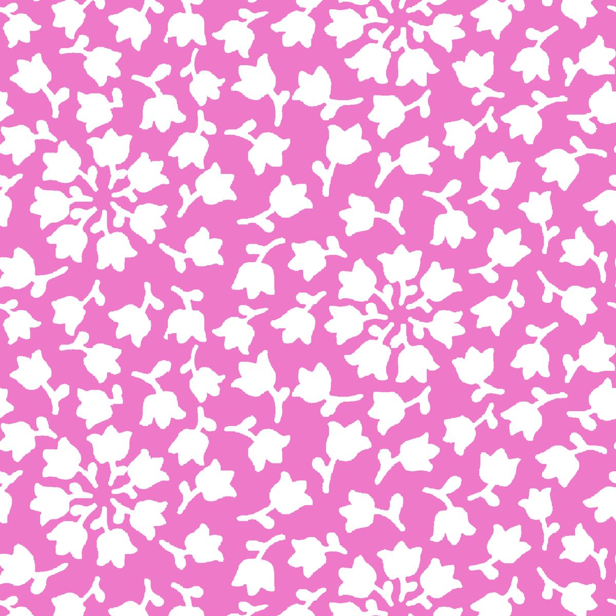 Bell Flowers on Fuchsia & White Fabric