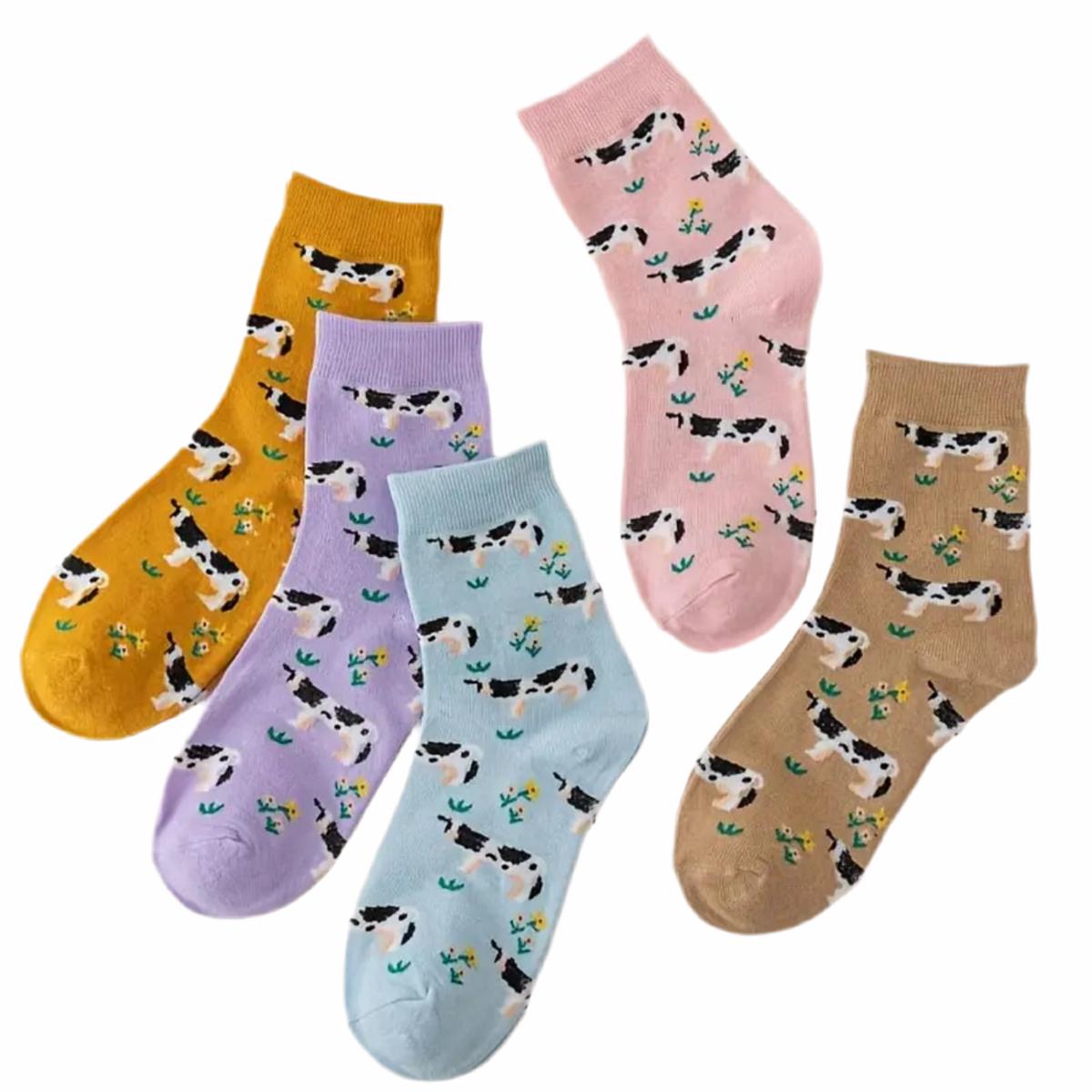 Chaussettes Vaches & Fleurs Pastel