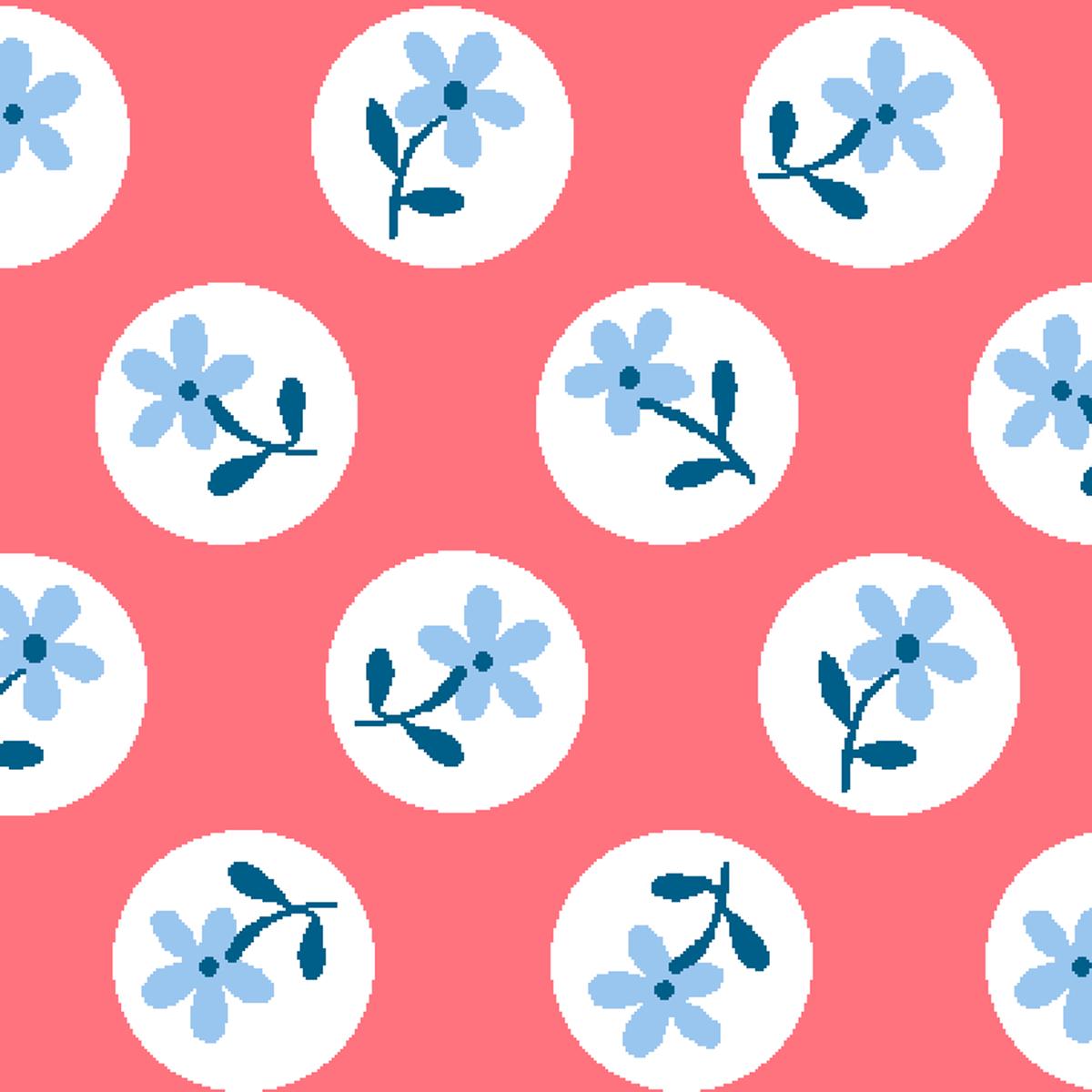 Circle Sprouts, Coral Fabric