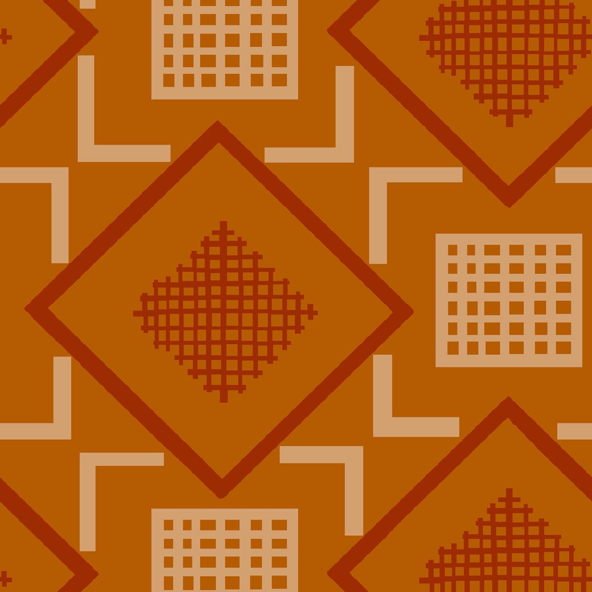 Court Sport Geo on Burnt Orange Fabric