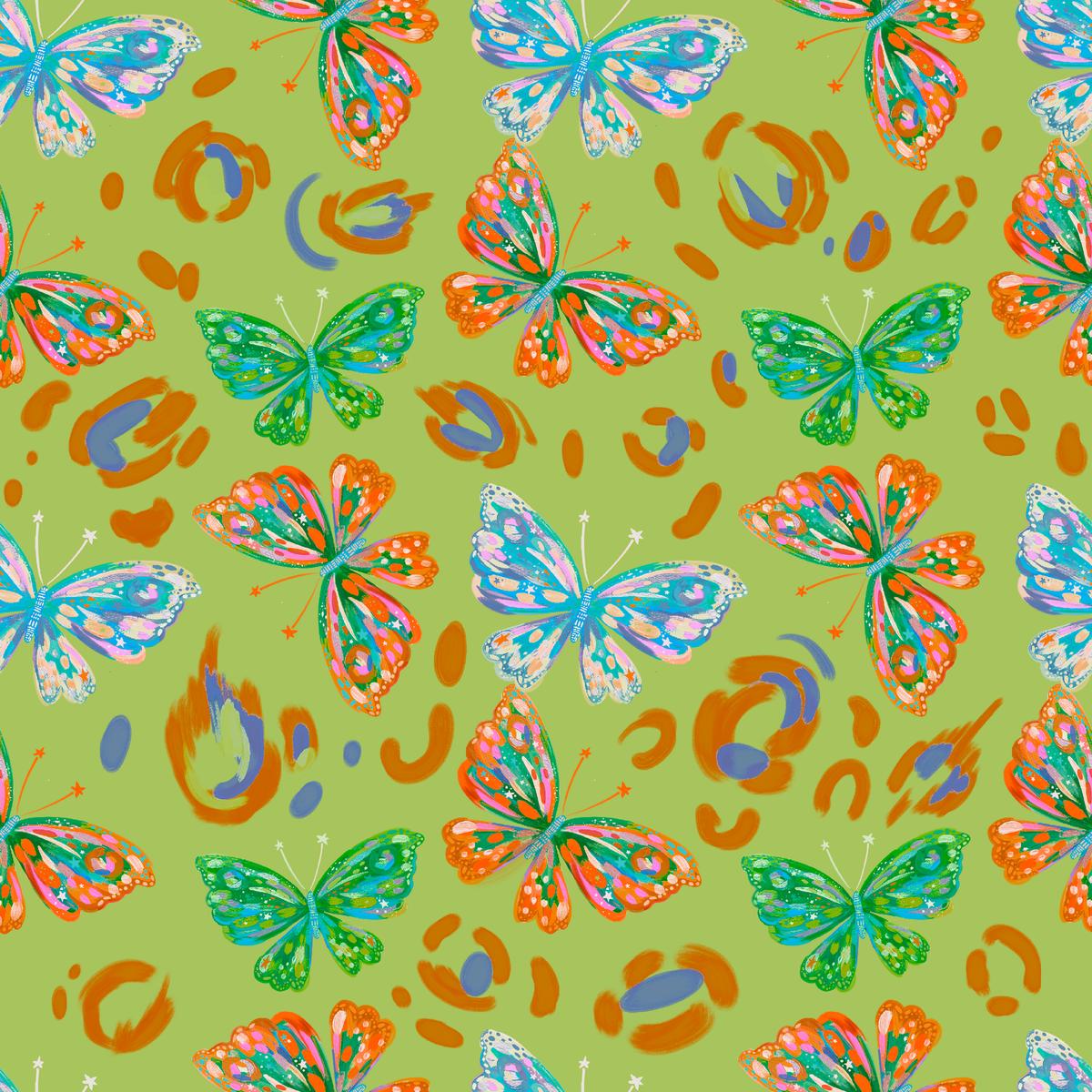 EttaVee Fashion Flies on Green Fabric