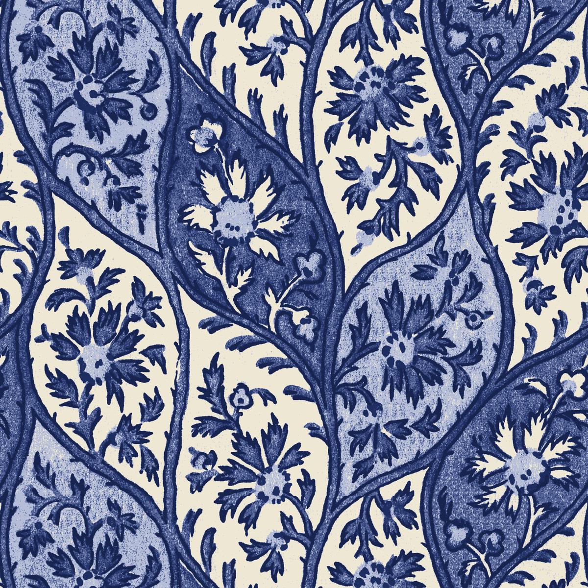 Flora Royale on Blue Fabric