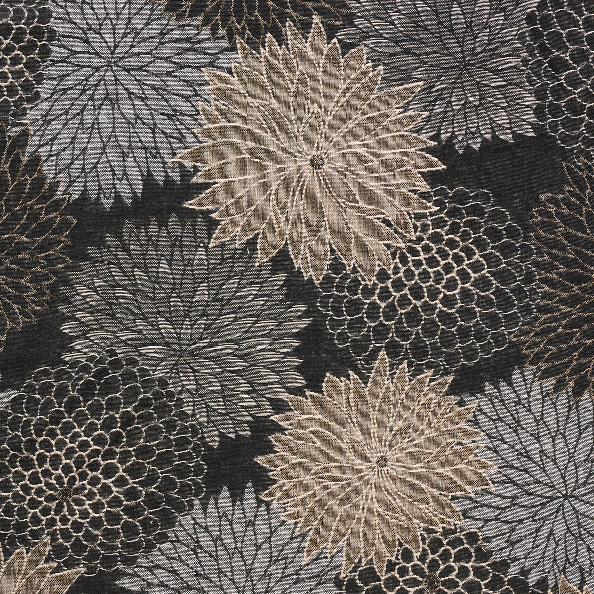 Layered Chrysanthemum Cotton Woven Jacquard – Black