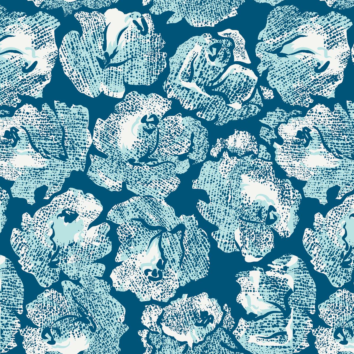Passion Rose in Blue Bayou Fabric