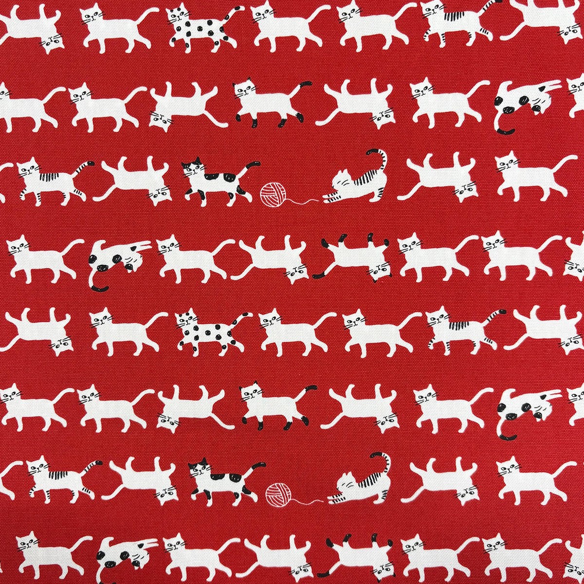 Simply Palette Cat Prints Cotton Oxford – Red YPA-69010-1