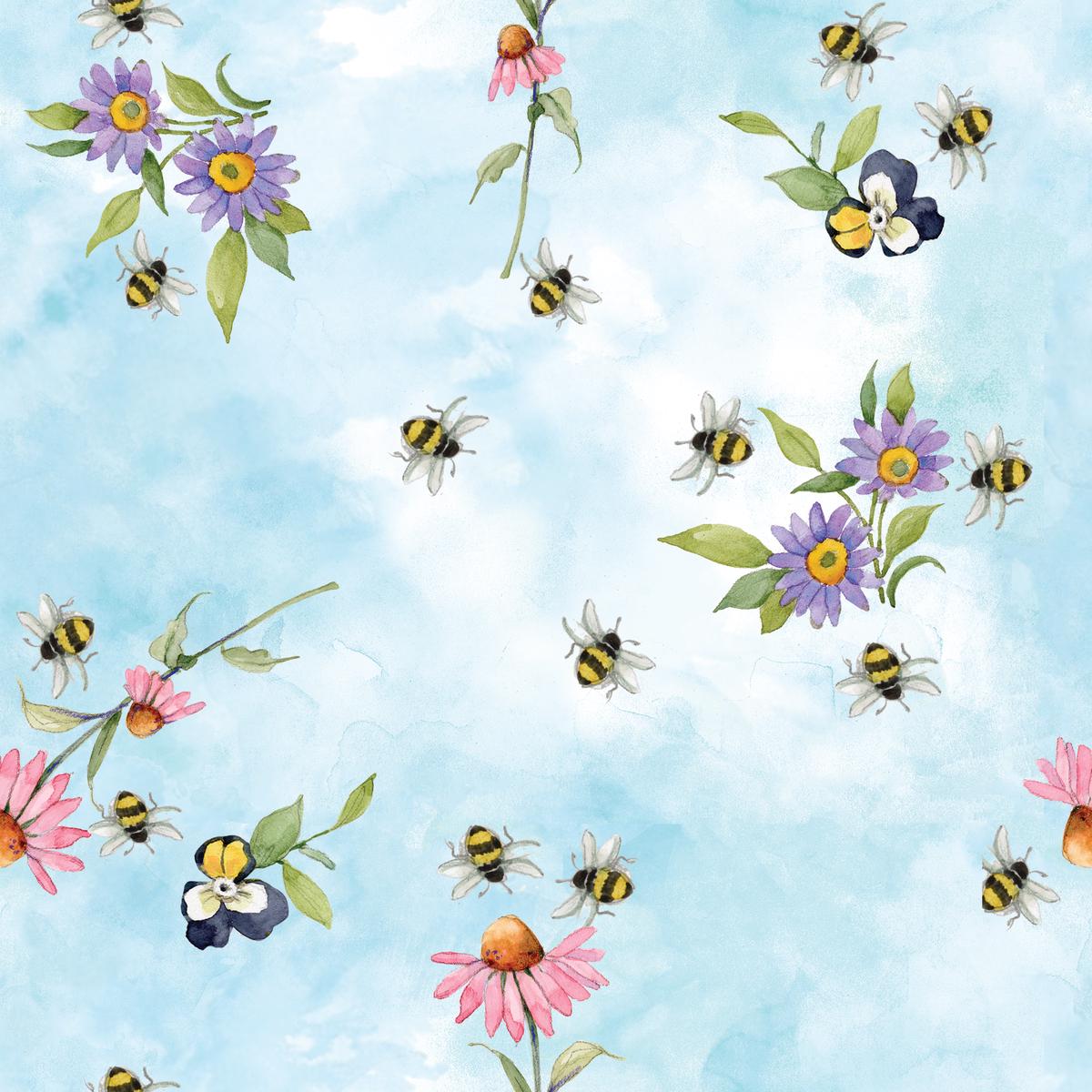 Susan Winget – Buzzing Blossoms – Blue Wildflower Fabric