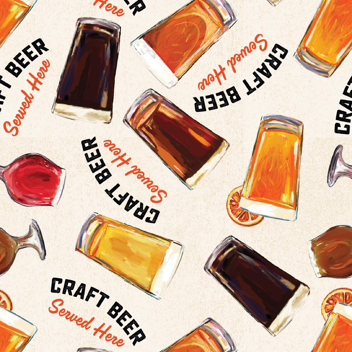 Whiskey Ginger Craft Beer Glasses Fabric