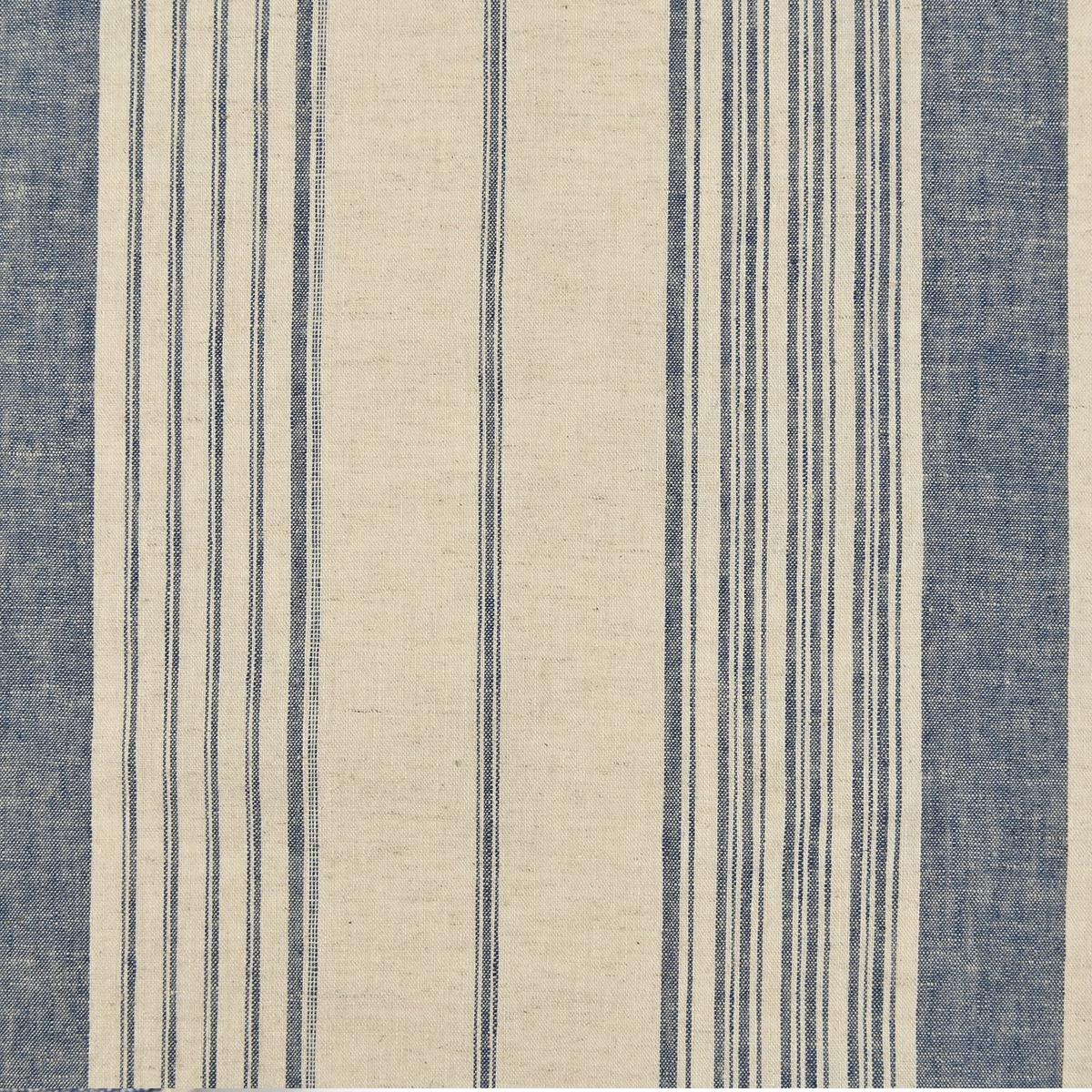 Yarn Dyed Linen Cotton Blend Banshu-ori Stripe Fabric – Off White x Blue