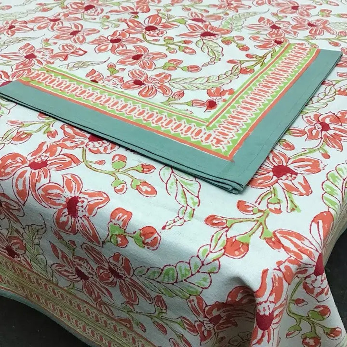 60×90 Frangipani White Tablecloth
