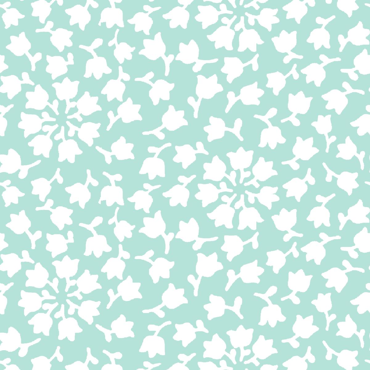 Bell Flowers on Mint & White Fabric
