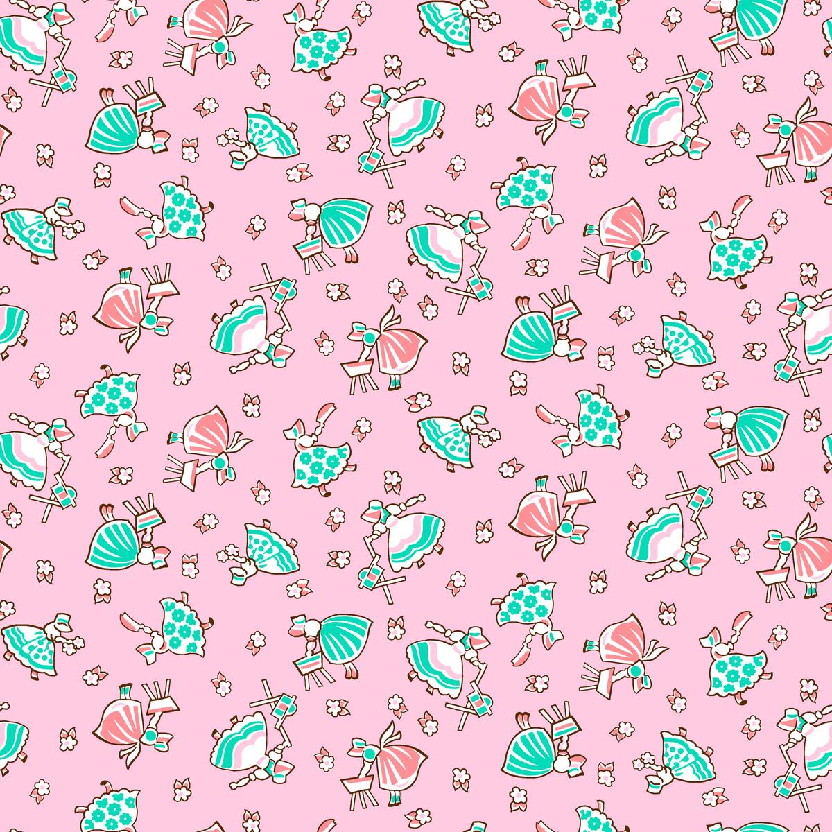 Cottage Charm – Candy Pink Sunbonnet Fabric