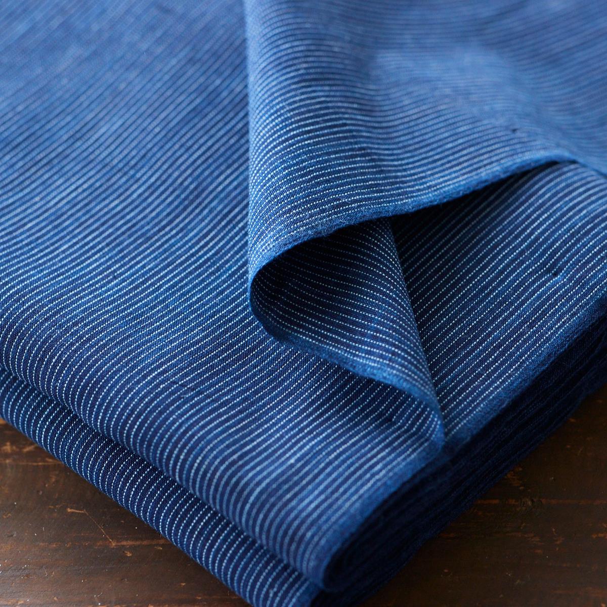 Natural Indigo Yarn-dyed Cotton – Stitch Stripe [15″ Width]