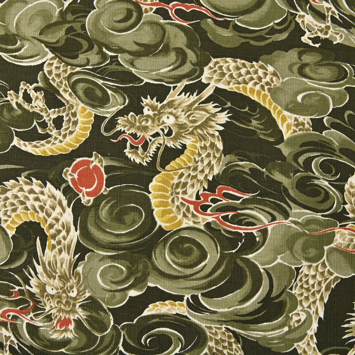 Todoroki Dragon Cotton Dobby – Khaki YGA-49110-3