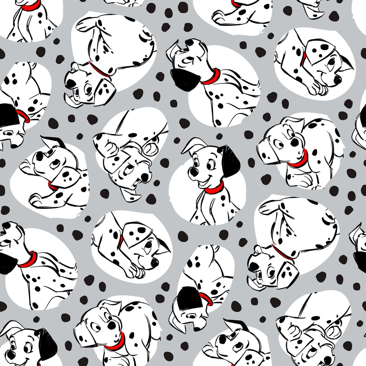 Disney 101 Dalmatians Spot Badges on Gray Fabric