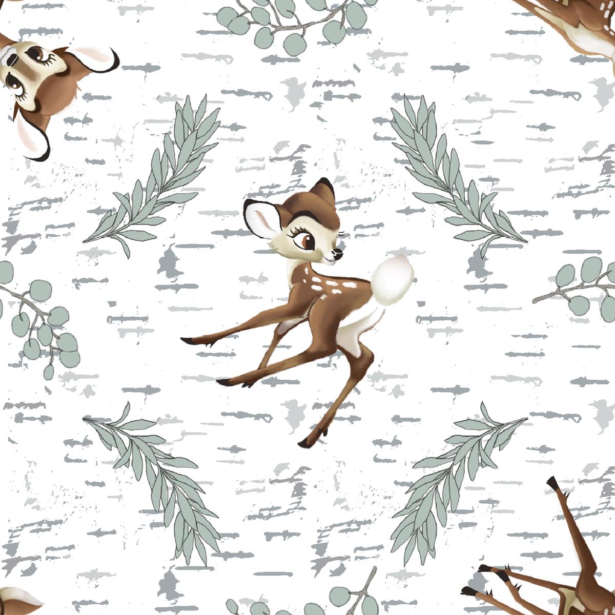 Disney Bambi Woodland Birch with Sage Sprigs Fabric
