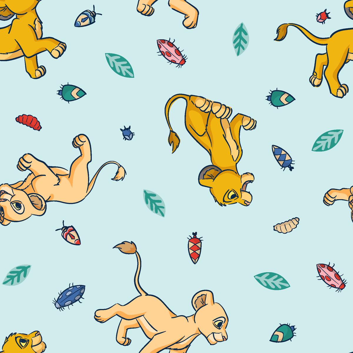 Disney The Lion King Blue Leaves, Bugs, & Cubs Fabric
