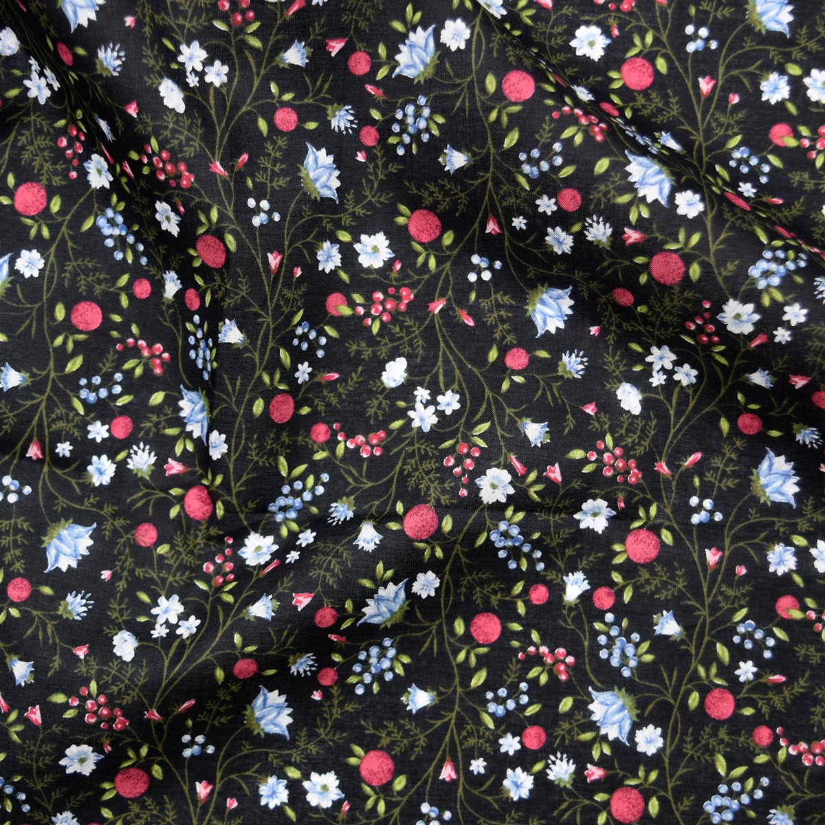 Flownny Berry Bloom Cotton Lawn – Black NFA-1030-36