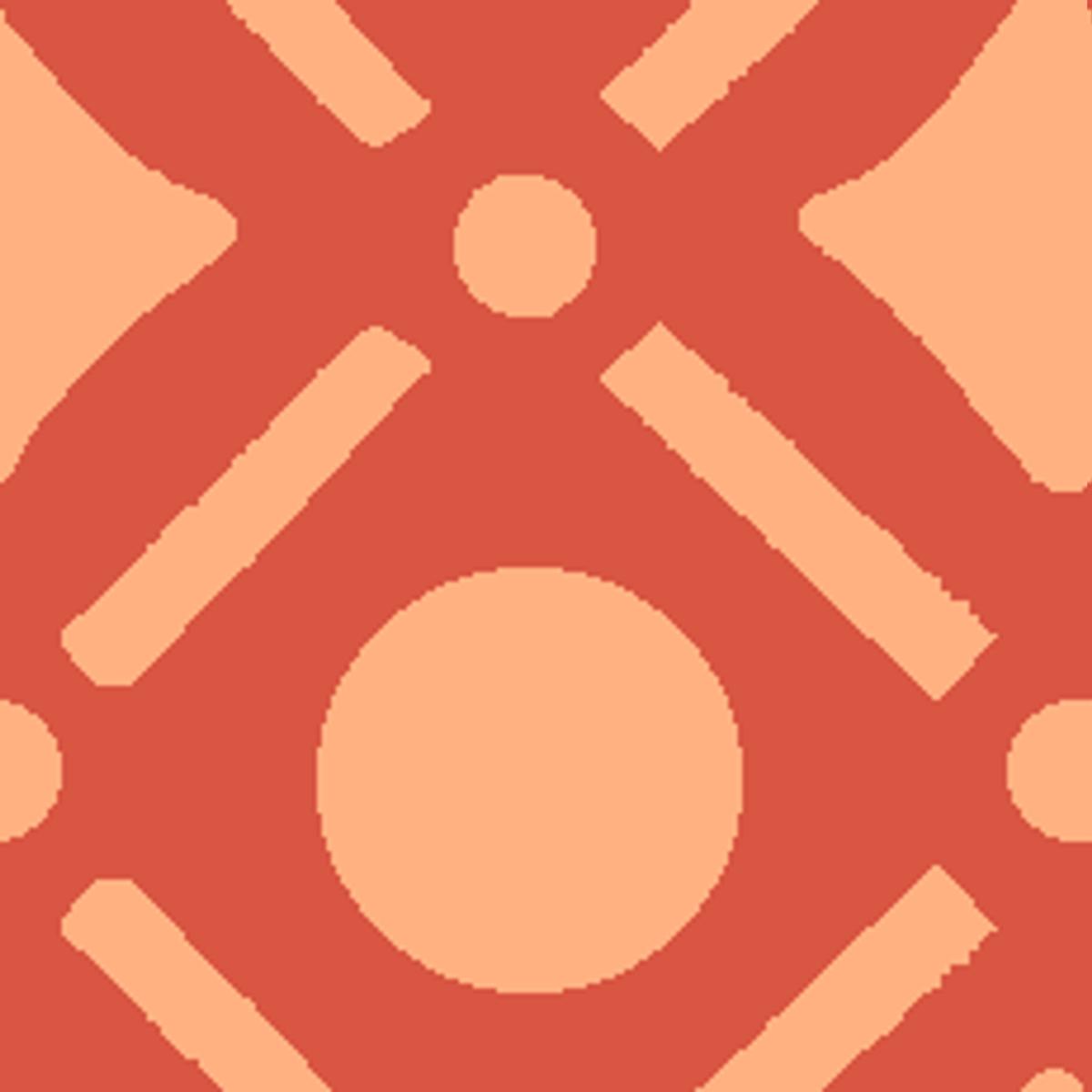 Fresh Geo on Coral Fabric