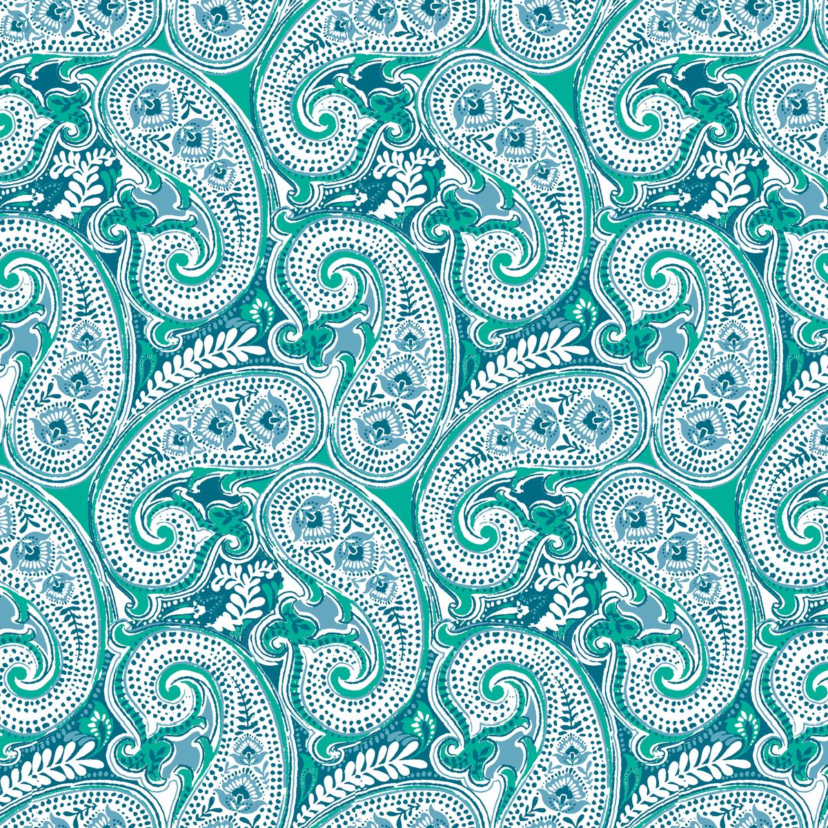 Paisley Swirl on Turquoise Fabric