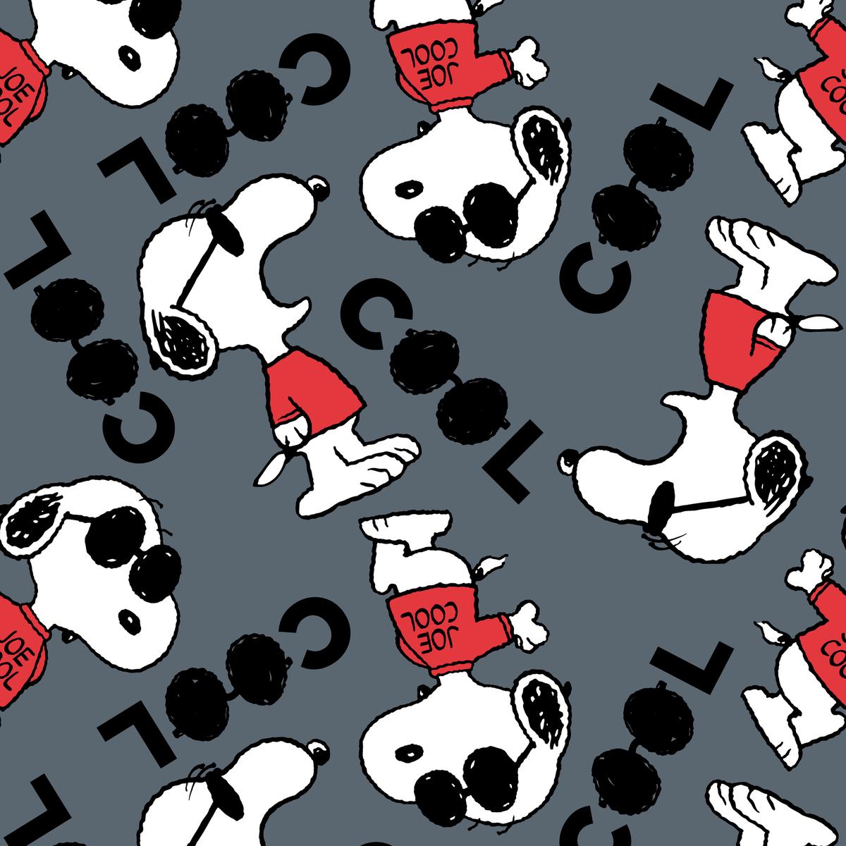 Peanuts Snoopy Cool on Gray Fabric