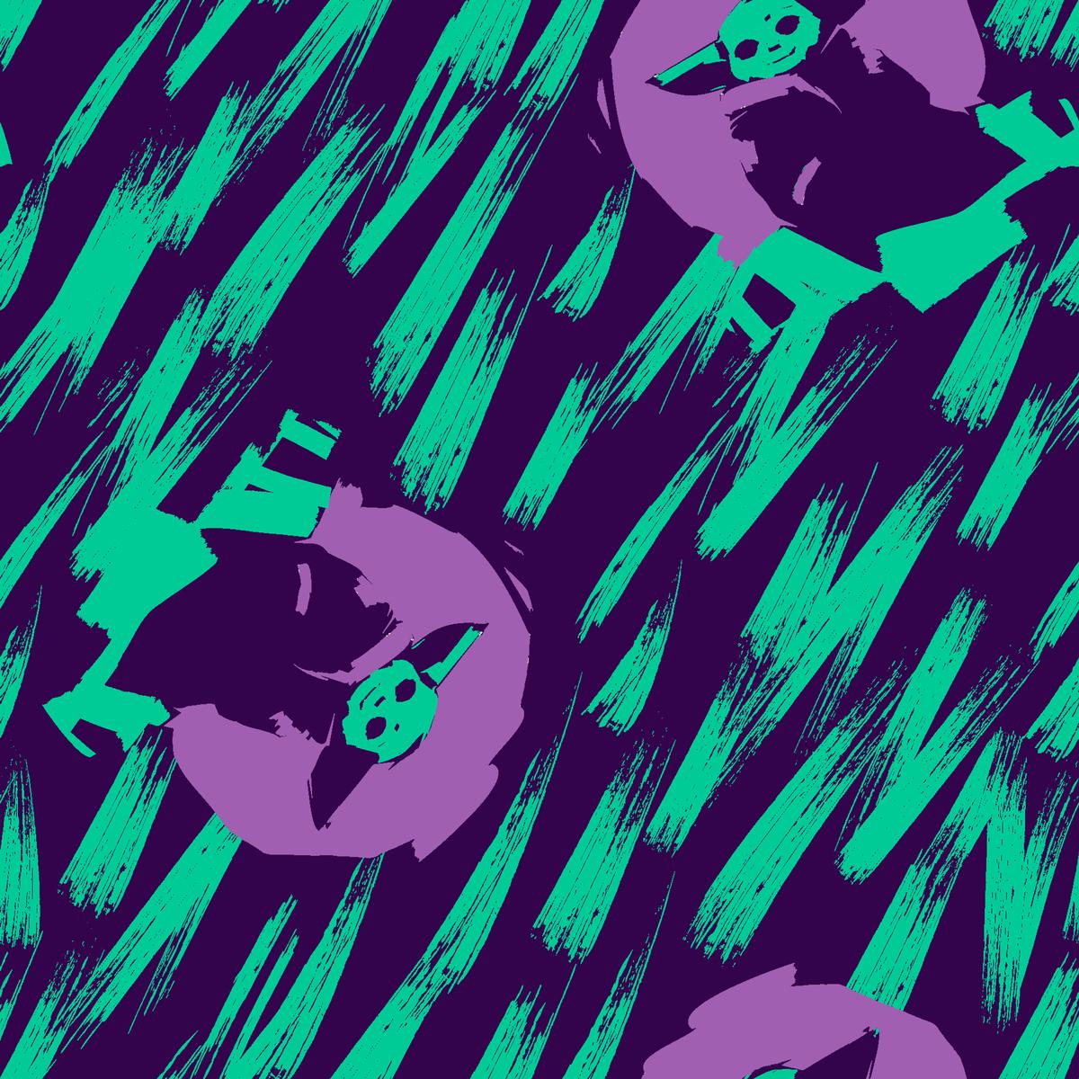 STAR WARS Grogu Badges on Purple Fabric