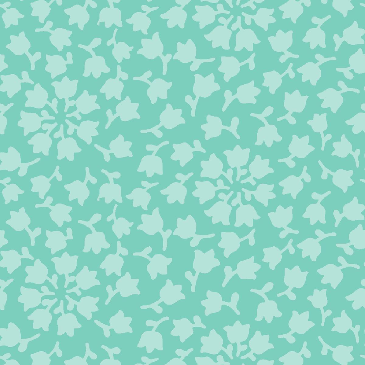 Bell Flowers on Teal & Mint Fabric