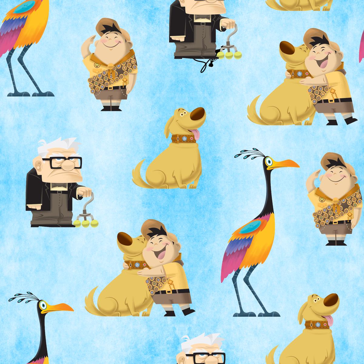 Disney Pixar Up Blue Colorful Character Fabric