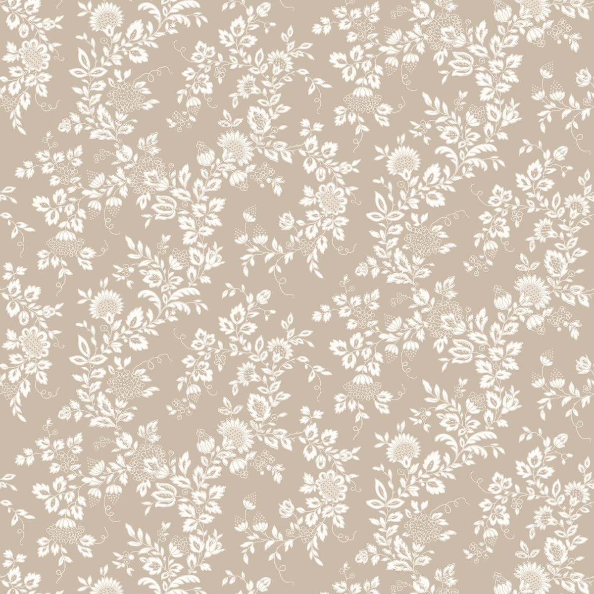 Elegant Floral Toile on Beige Fabric