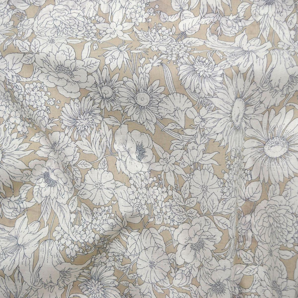 Flownny Line Drawing Flowers Lawn – Light Beige NFA-1030-34