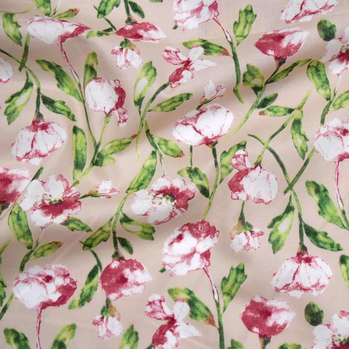 Flownny Watercolor Peony Cotton Lawn – Light Beige NFA-1050-51