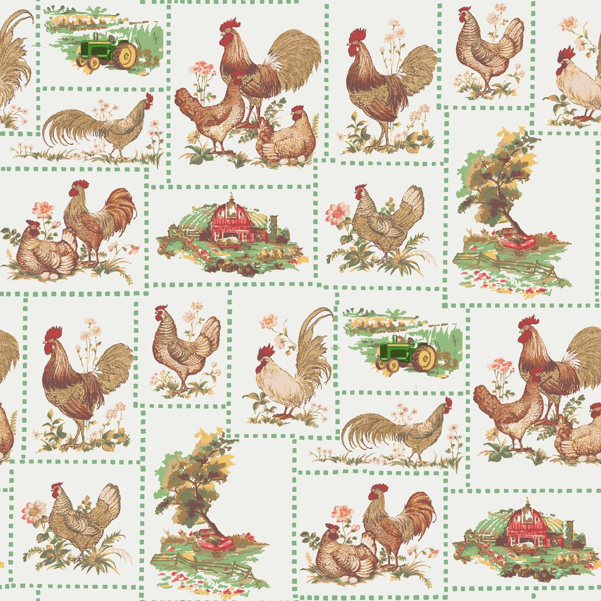 John Deere Prairie Scenic Barn Chicken Patchwork Fabric