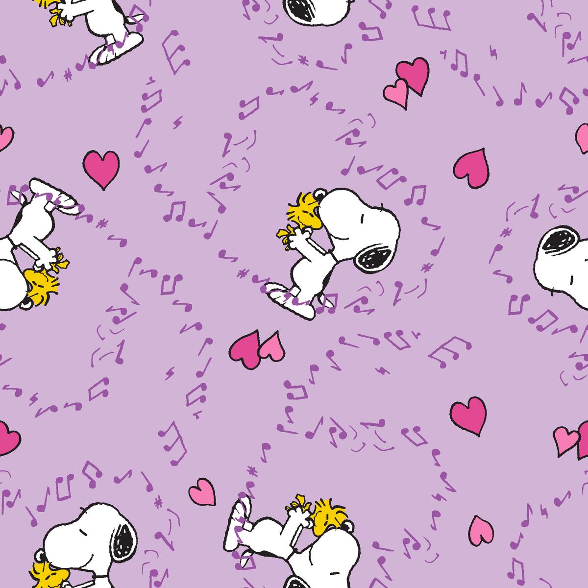 Peanuts Snoopy & Woodstock Love Notes Fabric