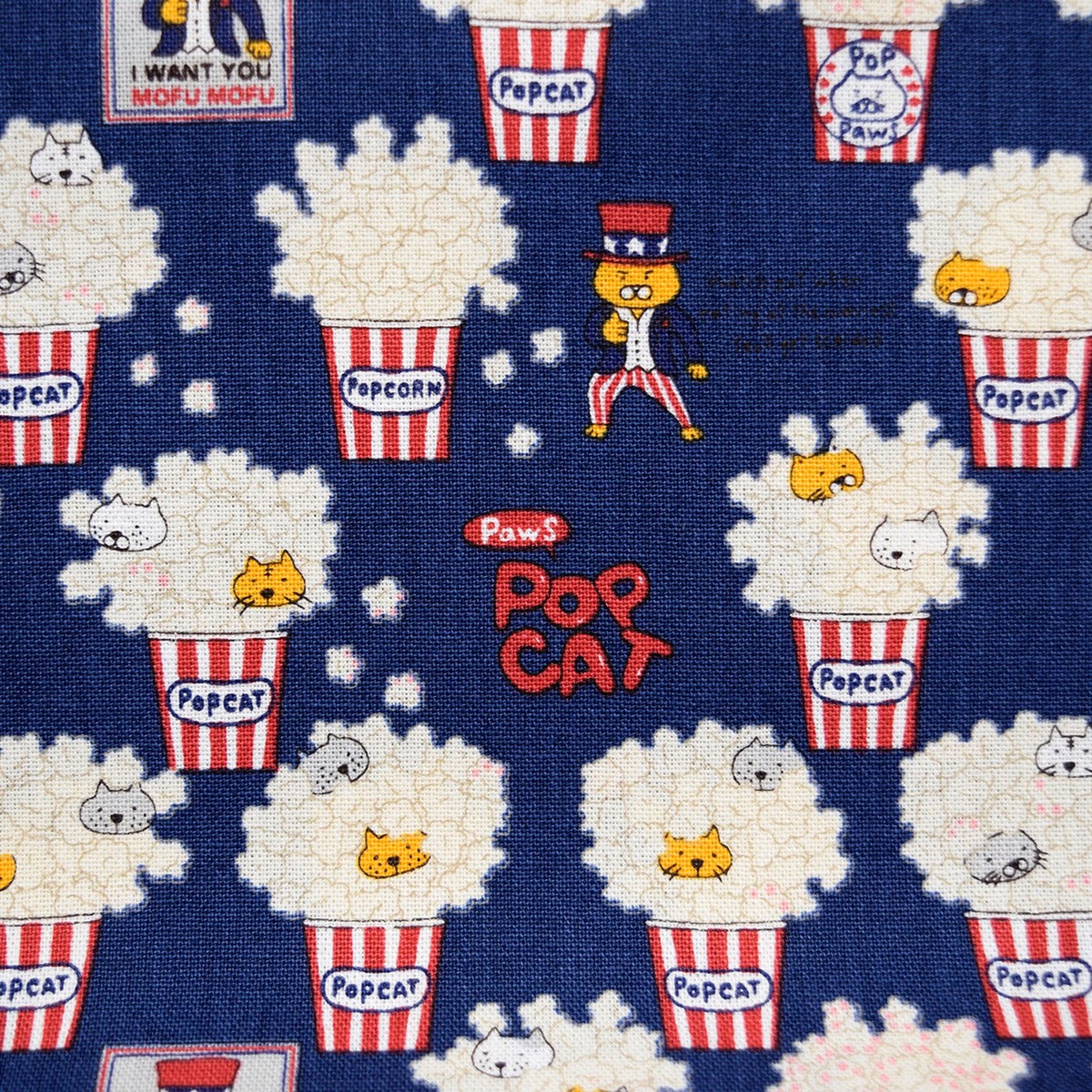 Pop Cat Cotton Canvas – Navy
