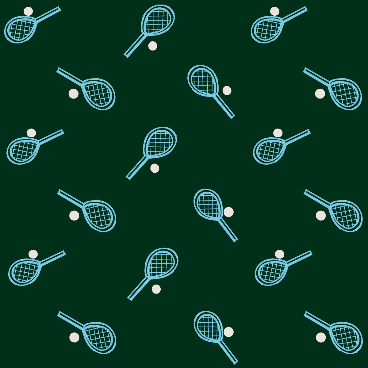 Tennis Match on Deep Green Fabric