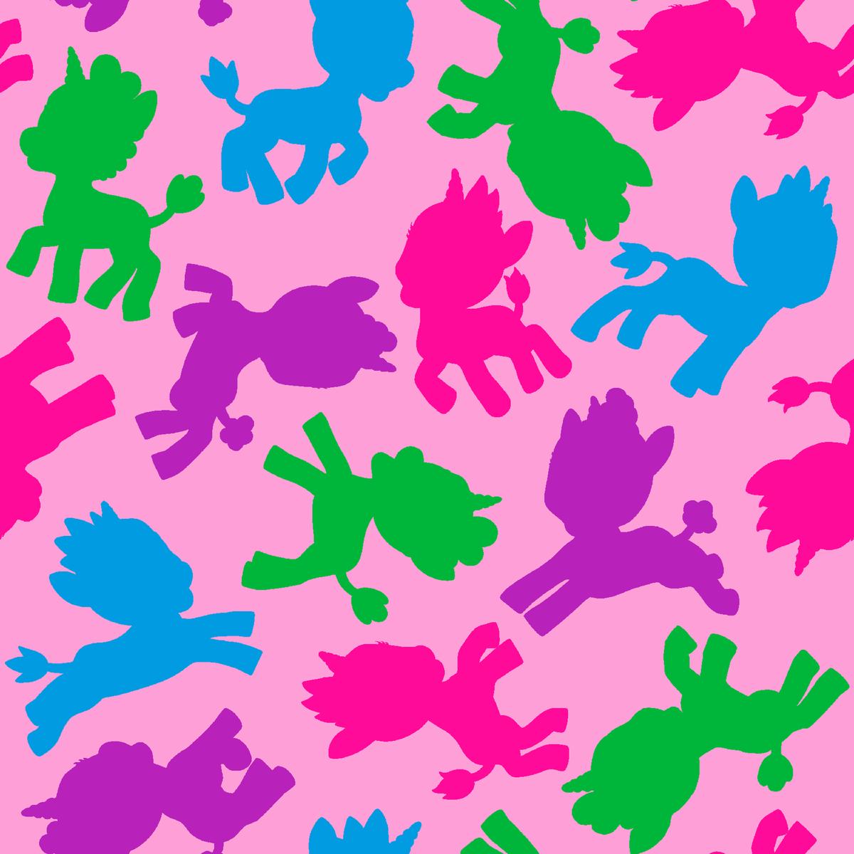 Zoonicorn Silhouette Toss on Pink Fabric