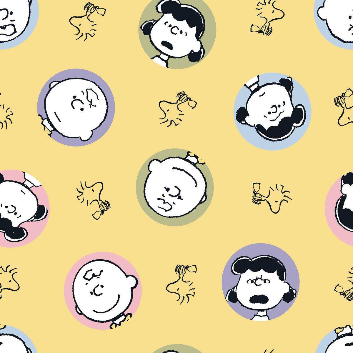 Peanuts Charlie Brown & Friends Happy Circles Fabric