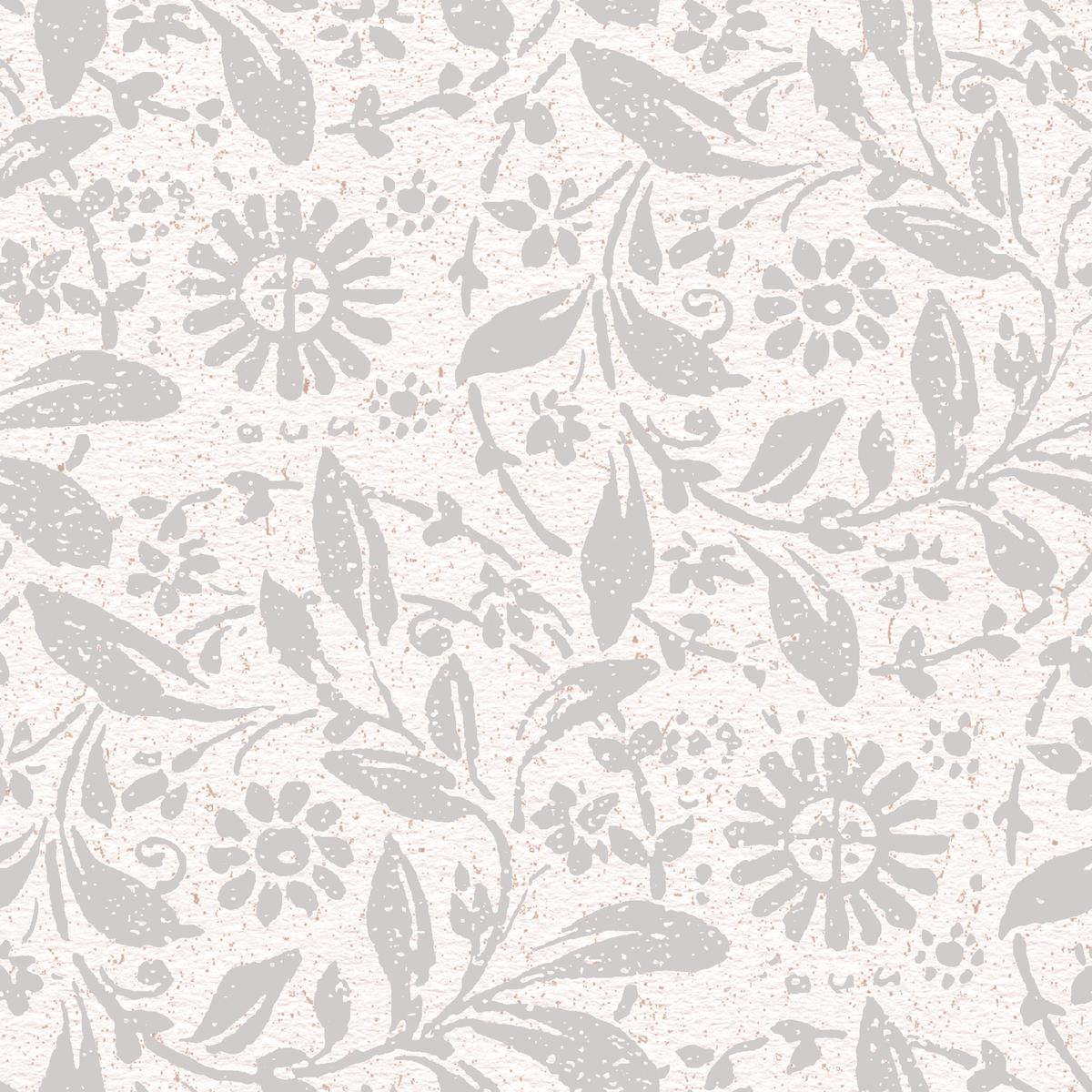 Suzanne Nicoll Light Gray Floral on White Fabric