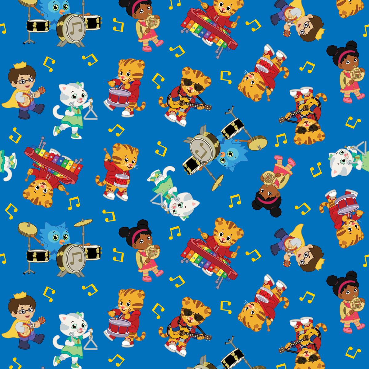 Daniel Tiger Music Party on Blue Fabric