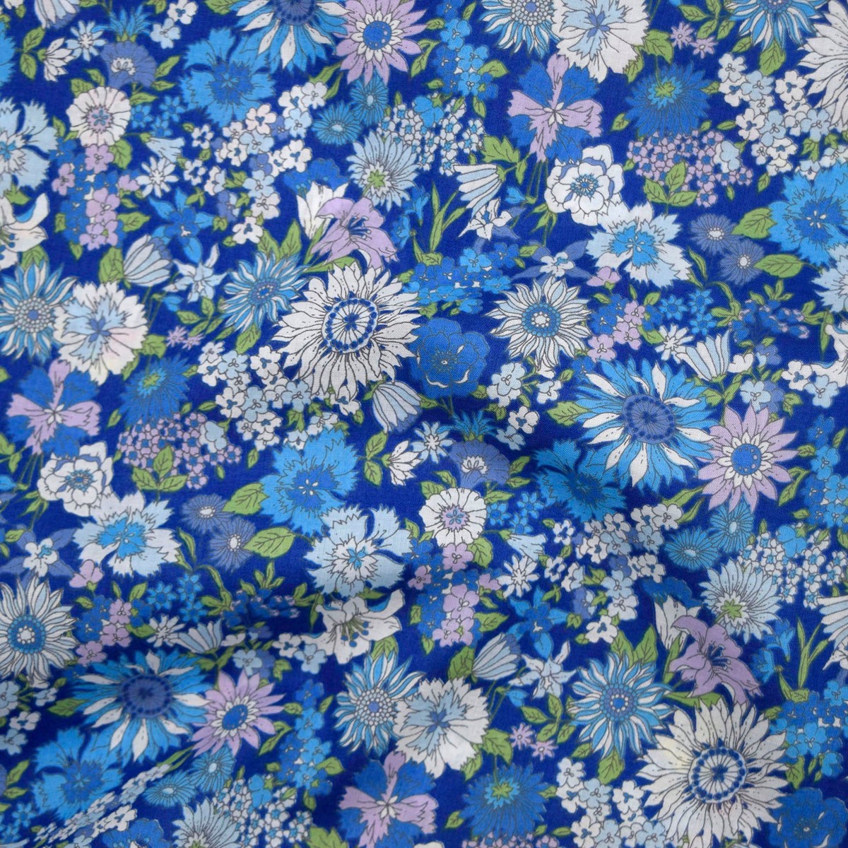 Flownny Sunflowers Cotton Lawn – Blue NFA-1000-2