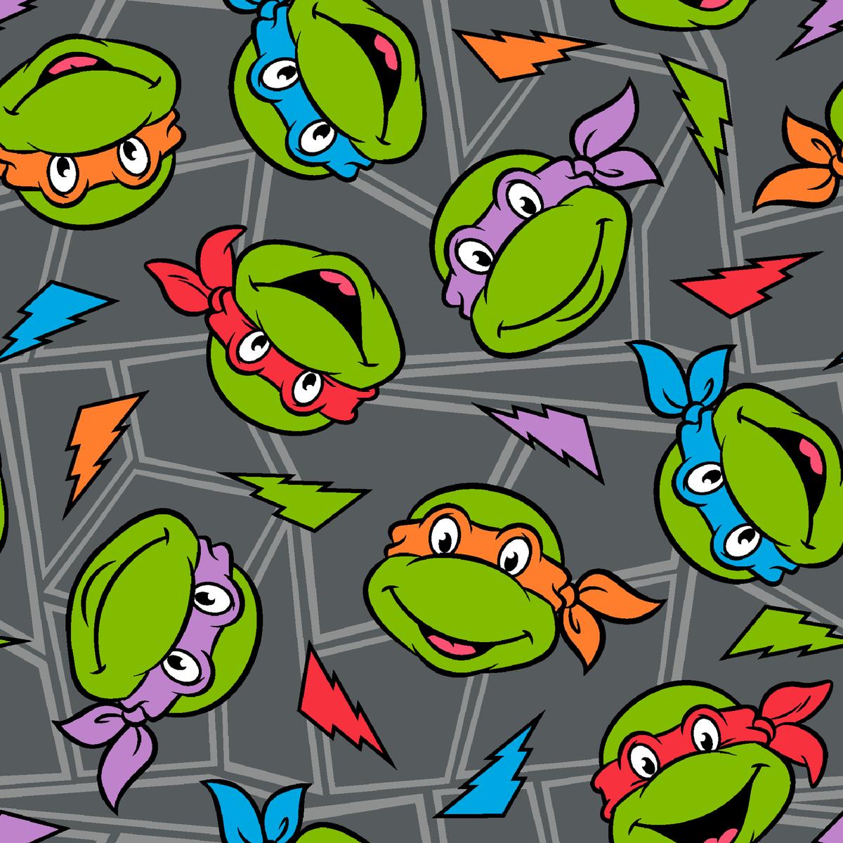 Nickelodeon TMNT Colorful Lightning and Faces Fabric
