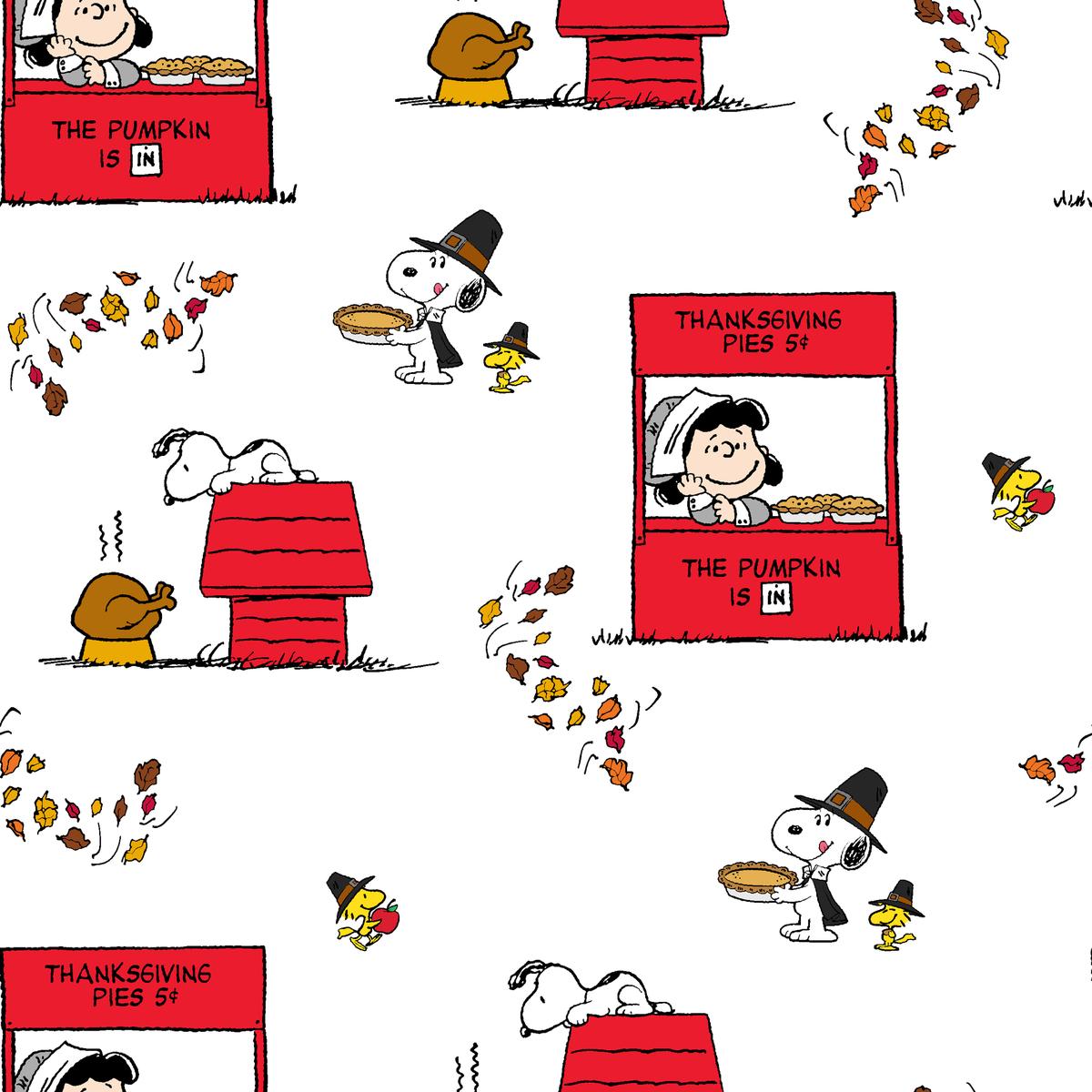 Peanuts Snoopy Pie Booths Fabric
