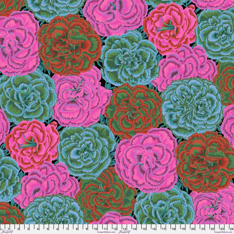 Kaffe Fassett Collective August 2025 Quilt Fabric - Picotee Carnations in Dark - PWPJ133.DARK