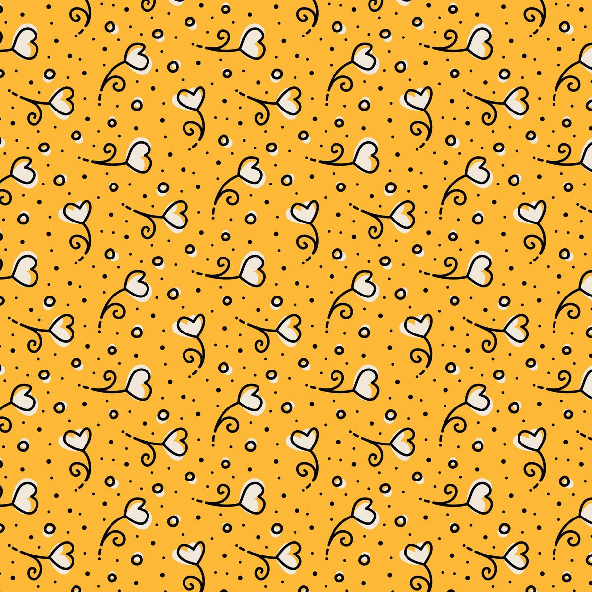 Yellow Heart Blossoms Love Ink 3384 Cotton 44/45 Fabric Per Yard
