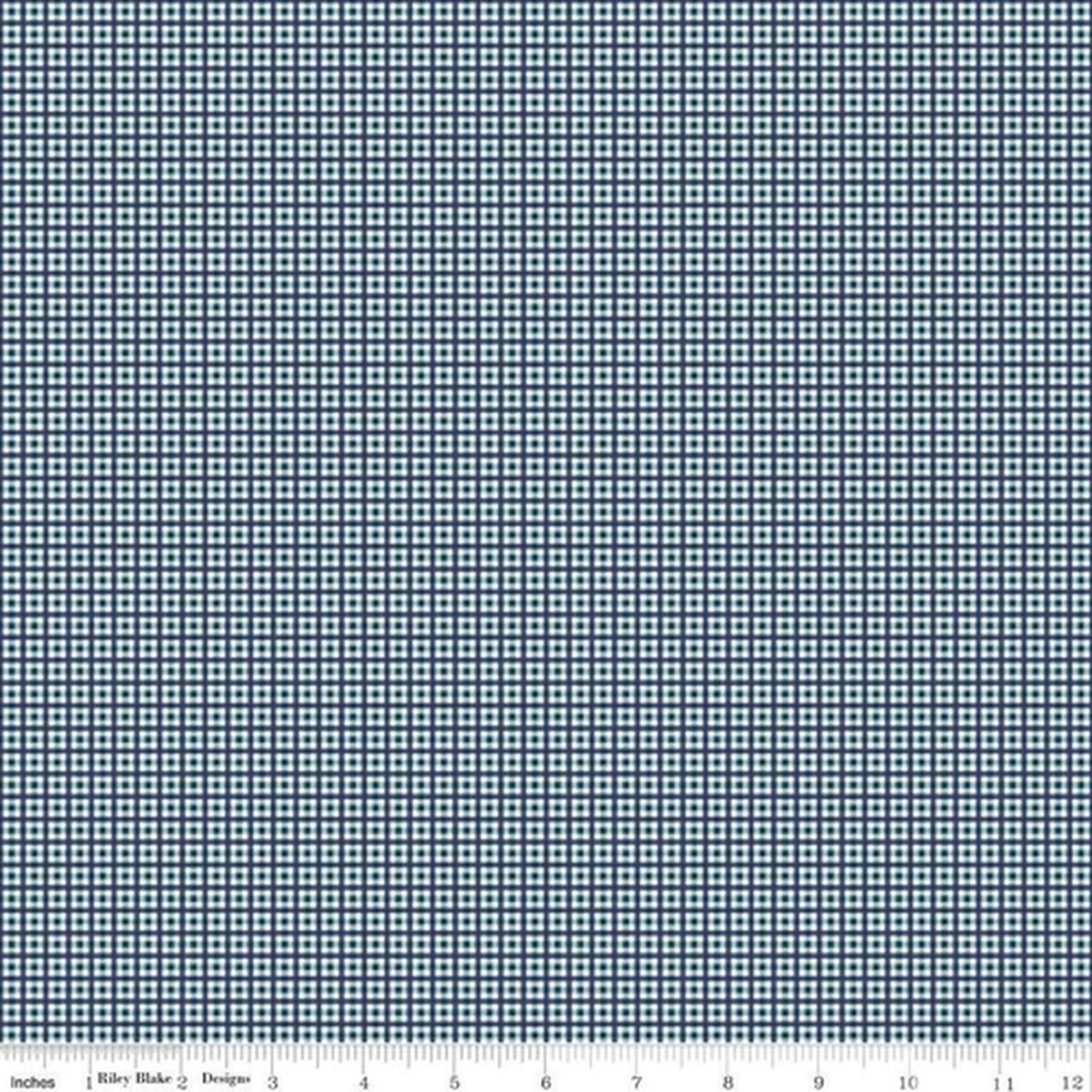 1/4 Yard 9x42 Riley Blake "Bee Plaids" Harvest Denim Blue Cotton Lori Holt