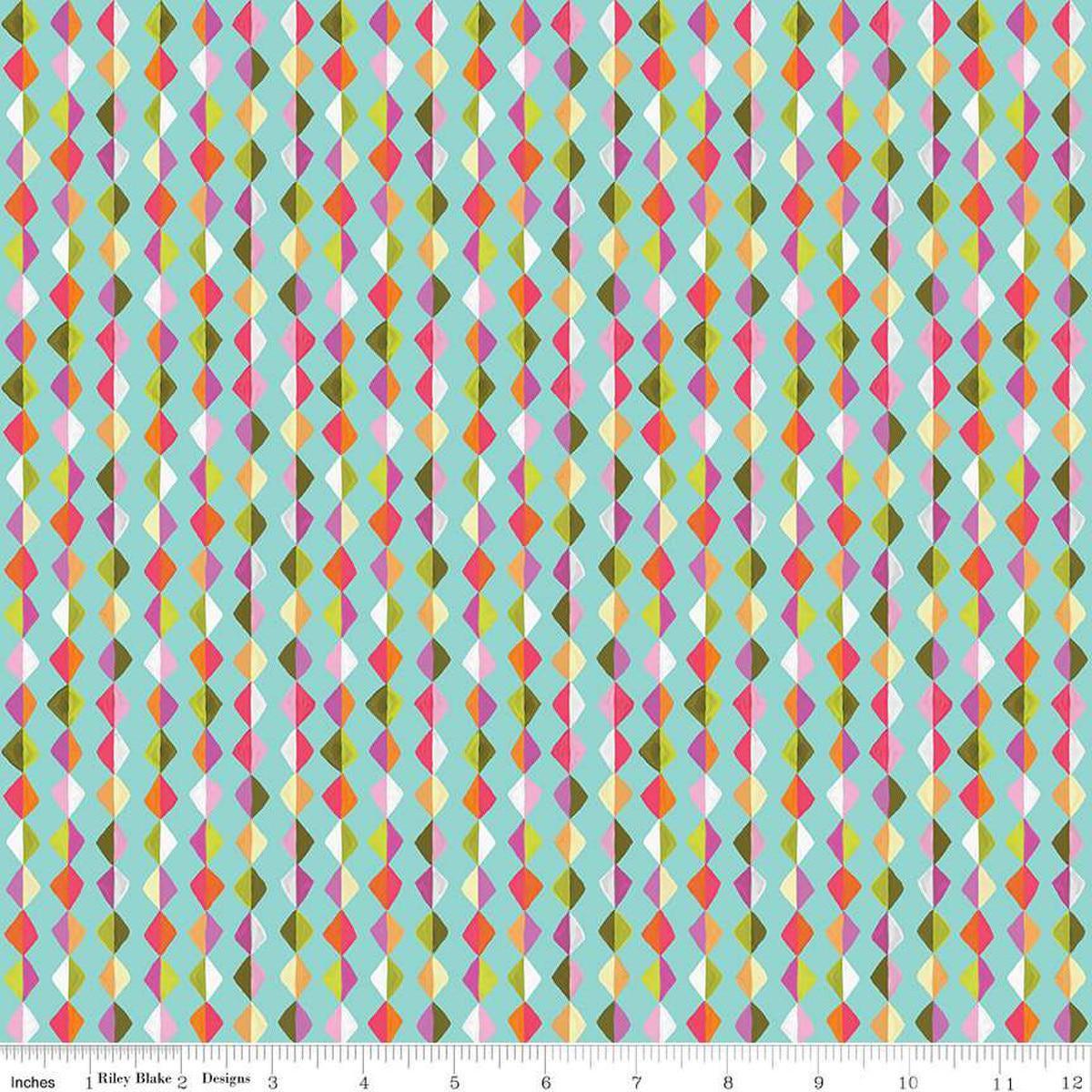 Zinnias Kites C16696 Aqua - Riley Blake Designs - Geometric Two Colored Diamonds - Quilting Cotton Fabric