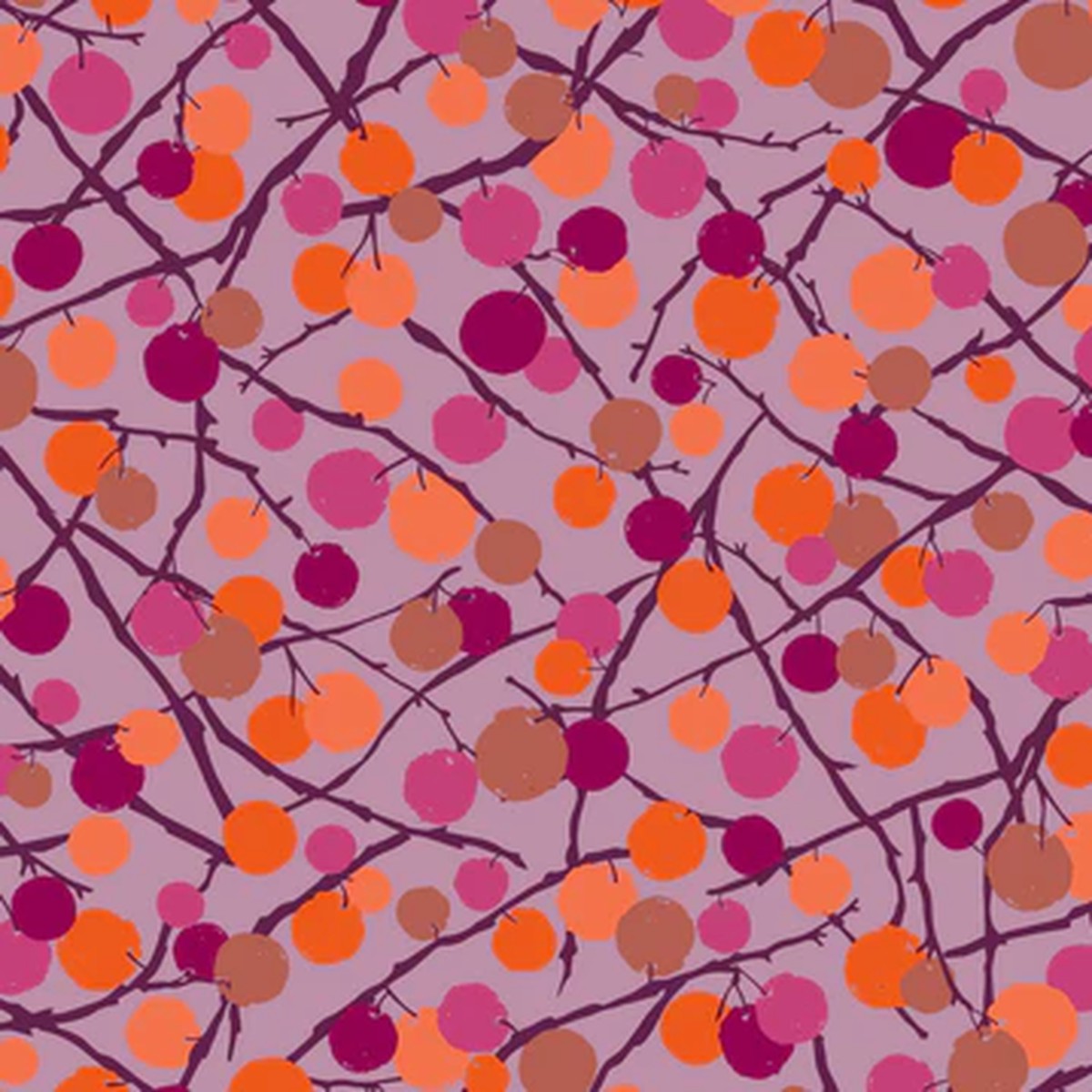 Woodland Wander by Nina Raby Jones for Dashwood - Berry Branches on Mauve