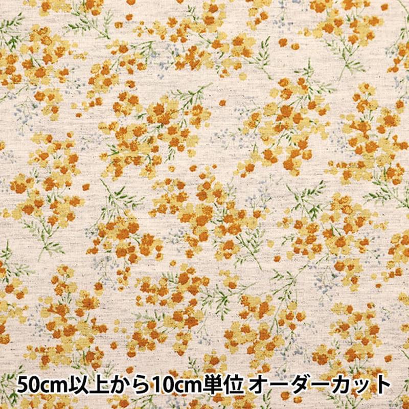 [From quantity 5] Fabric "MOMEN-T moment cotton linen sofrey mimosa total pattern kinari 144-8050-NA" [Yuzawayaoriginal